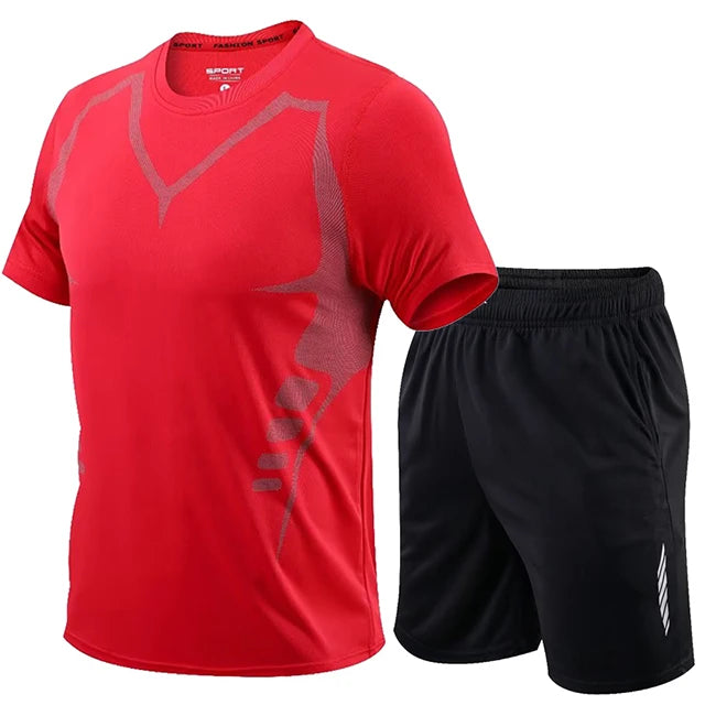 2 Pcs/Set Men's Tracksuit Gym Fitness Badminton Sports Suit Clothes - A.B.A