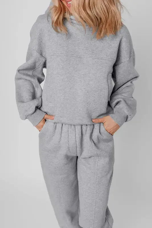Urban Chic: Exposed Seams Hoodie & Joggers Set-2