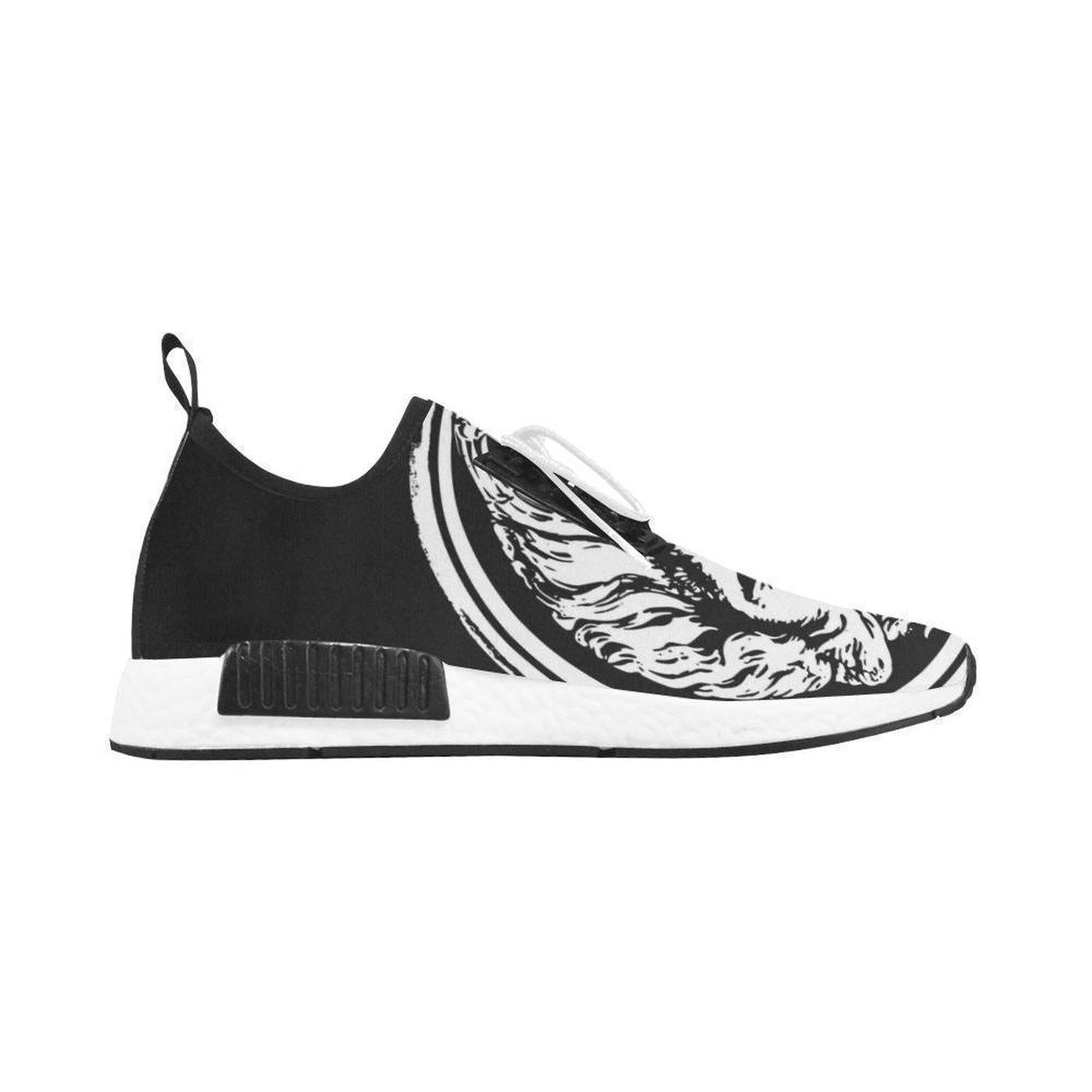 Womens Black and White Lion Lace  Up Trainers - A.B.A
