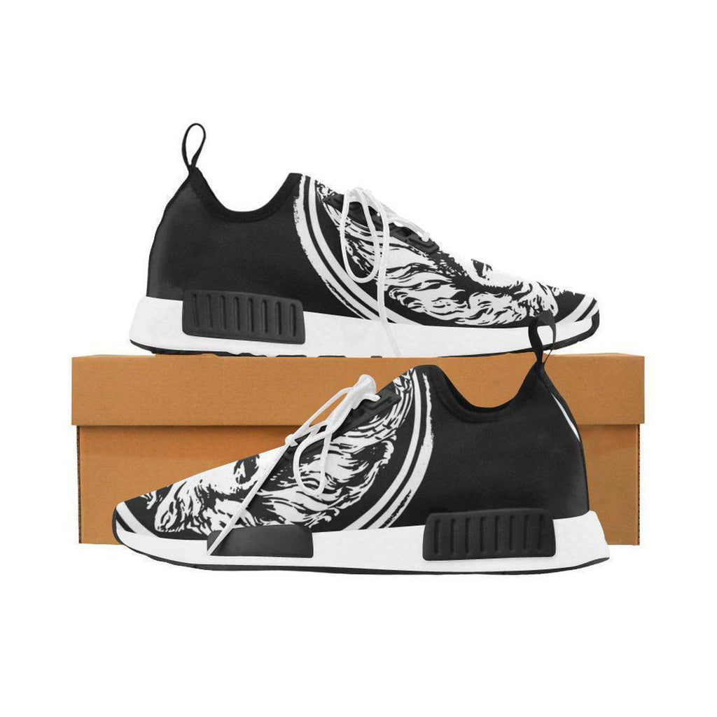 Womens Black and White Lion Lace  Up Trainers - A.B.A